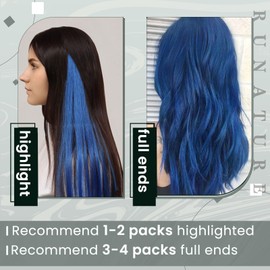 RUNATURE Clip in Hair Extensions Human Hair Blue Hair Extensions Clip in Real Human Hair 20 Inch Blue Clip in Hair Extensions for Women Real Hair for Highlight 25g 5pcs