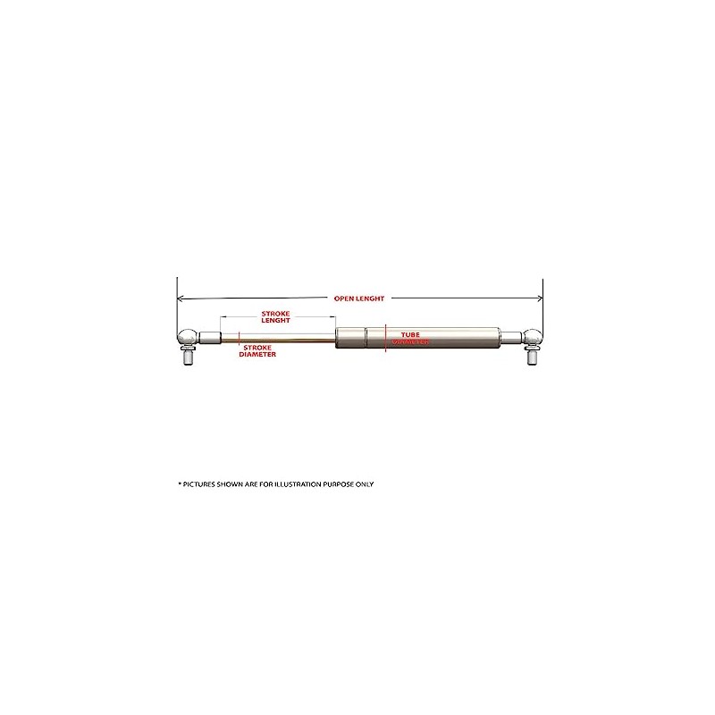 Gas Strut 430mm-350N (8mm Shaft) Caravans, Trailers, Canopy, Toolboxes Struts