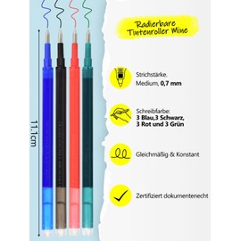 Donluhu Erasable Pen Refills [3 Black, 3 Blue, 3 Red, 3 Green, Pack of 12, 0.7 mm] Compatible with Pilot FriXion Ball & Click Pens, Refillable Leads for Erasable Gel Pens