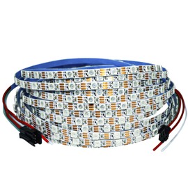 Tesfish WS2812B LED Strip Light 5 V, 5 mm Wide Ultra Thin RGB LED Pixel Strip 5 m 5050 300 LEDs IP30 White PCB Full Colour Individually Addressable LED Light Strip for DIY Advertising Decoration