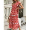Summer Bohemian Floral Dresses for Women Casual Lace Tiered Long