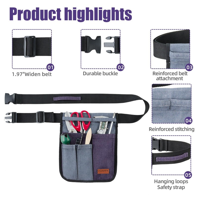 Paxiyu Garden Tool Belt for Men & Women, Denim Slim