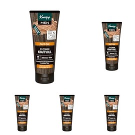 Kneipp MEN 2 in 1 Dusche Kraftvoll, belebendes Duschgel f√ºr Haut und Haar, harmonischer Duft mit warmen und holzigen Noten, Zedernholz√∂l und Eichenextrakt, 200ml (Packung mit 5)