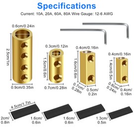 EeeKitOnline 40x Electrical Wire Connector Nut Kit 6AWG 80A, 10AWG 20A, 10AWG 60A, 12AWG 10A