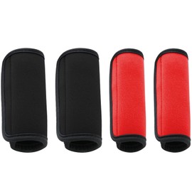 4-Pack Universal Handle Covers - Soft Nylon Grip Wraps for Luggage & Shopping Bags (Black/Red, Non-Slip Comfort Padding, Multi-Purpose Identification Sleeves)