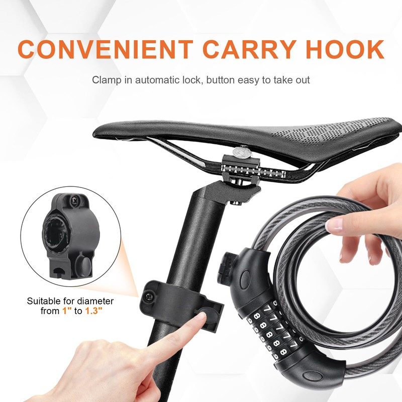 GRIFEMA GAK1203-12 Bicycle Lock Anti-Theft Cable Lock with 5 Digit