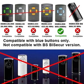 Set of 2 Garage Door Hand Transmitter for Hörmann HSE2-868, HSM4-868, HS4-868, Compatible with Hörmann Blue Buttons 868.3 MHz Garage Remote Control Handset