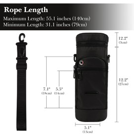Linkidea Water Bottle Carrier with Strap Compatible with Nalgene Sustain Tritan, 1.3L, CamelBak Thick Sports Water Bottle Holder, Shoulder Strap with Phone Pocket, Black