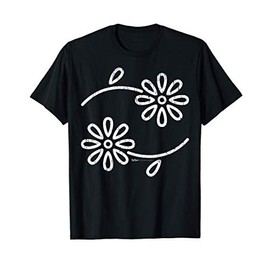 Vintage Inspired Flower Botanical Floral Graphic Design T-Shirt