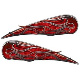Inferno Red Motorcycle Gas Tank Flame Decals - 4" h x 13.75" w