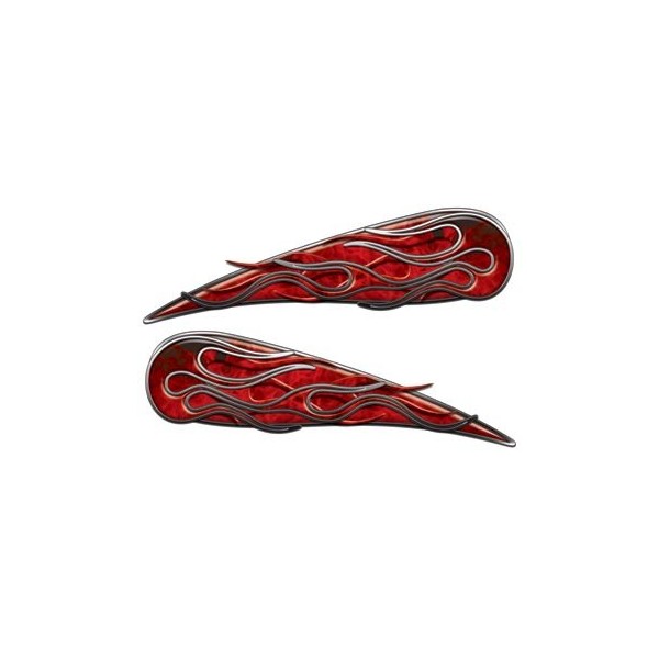 Inferno Red Motorcycle Gas Tank Flame Decals - 4" h