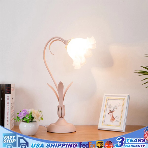 Unbranded Modern Pink Flower Desk Reading Lamp LED Nightstand Lamp