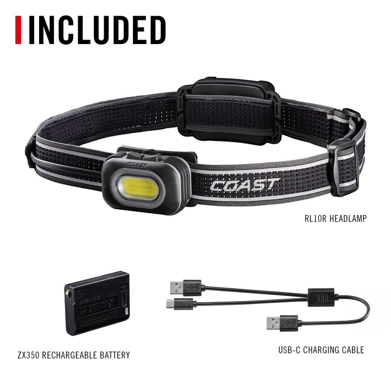 Coast RL10R 750 Lumen Rechargeable LED Headlamp with Variable Light
