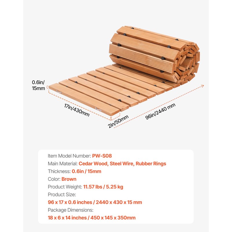 VEVOR Wooden Garden Pathway, 8 ft L x 17 in