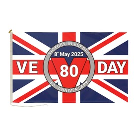 DuraFlag VE Day High Quality Flag (B) Commemorative Flag, VE Day Flag, Memorial Flag, Vintage Flag, VE Day Decorations, British Flag, Historical Flag (3ft x 2ft (90cm x 60cm))