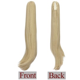 Ponytail Extension, Ponytail Braid with Clip, Hairpiece, Hair Extension, Heat Resistant, Micro Wavy Like Real Hair, 22 Inches (55 cm), Ash Blonde