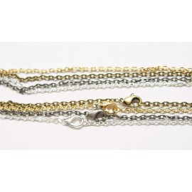 4 Colors of 24" Sturdy Box Chains with Lobster Clasps for Necklaces or Pendants