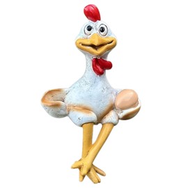 CYjorkbgg Funny Chicken Decor Sculpture - Sitting Cartoon Chicken Statues for Garden Backyard Resin Chicken Figurine for Fence Yard Home Patio Office Cute Animal Statues for Farmhouse Tabletop Decor