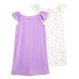 Carter's Girls' 2 Pk Gown Poly 373g082 (Purple Butterfly/Floral, 2T)