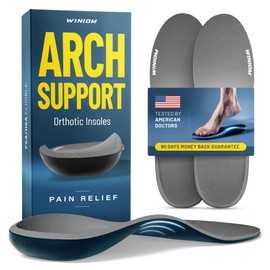 WINIOM Plantillas ortopédicas para fascitis plantar: soporte de arco, amortiguación, plantillas para hombre y mujer. Alivian el dolor de talón y pie, ideales para pies planos (talla 10-10.5/12-12.5)