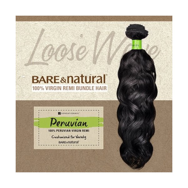 Sensationnel Unprocessed Peruvian Virgin Remy Human Hair Weave Bare & Natural Loose Wave [18"] (NATURAL BLACK)
