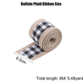 2 Rolls Christmas Buffalo Plaid Ribbon Hessian Plaid Ribbon Wired Edge Ribbons Christmas Hessian Craft Ribbon Christmas Checked Jute Ribbon Bow Knot Wrap DIY Crafts