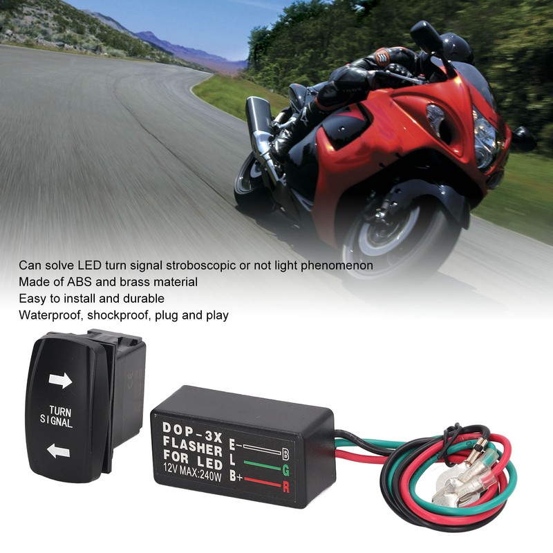 Turn Signal Rocker Switch LED Waterproof Anti Shock 240W Motorcycle