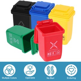 BLPRKOT Pack of 5 mini rubbish bins for dollhouse furniture in scale, rubbish bin sorting bin, toy rubbish bin toy, rubbish bin toys, children's toy wheelie bins