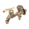 Water Tap 2 Handles 1 Hole Oil Rub Antique Dragon