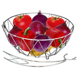 DongJiang Roselife Banana Holder, Grape Fruit Basket, Metal Fruit Basket, Folding Basket, Banana Stand, Fruit Storage, Silver Bowl (Rose Gold)