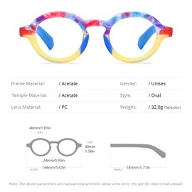 HEPIDEM Multicolor Acetate Glasses Frame Women Vintage Round Eyeglasses Men Optical Spectacles 9270 (9272 Blue, Clear)