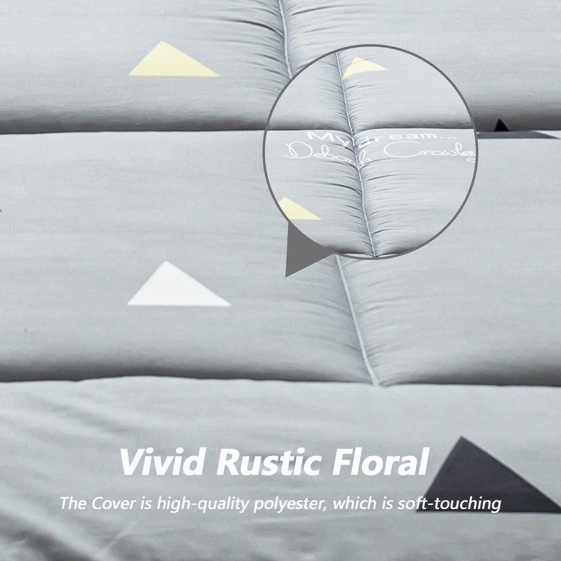 MAXYOYO Grey Triangle Futon Mattress, Padded Japanese Floor Mattress Quilted