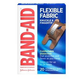Band-Aid Brand Sterile Flexible Fabric Adhesive Bandages, for Protection & Wound Care of Minor Cuts & Burns, with Quilt-Aid Technology to Cushion Painful Wounds, Finger & Knuckle, 6 Pack
