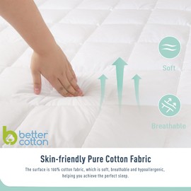HOMTEC California King Mattress Pad Cotton Mattress Pad Cover Quilted Mattress Cover 18-22" Deep Pocket Mattress Protector Cal King Size Thin Down Alternative Filling Noiseless & Breathable White