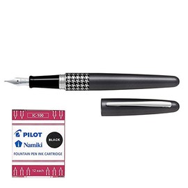 Pilot Metropolitan Fountain Pen, Gray, Fine nib & 12-pk Ink Cartridges