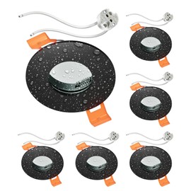 ledscom.de ERID Bathroom Ceiling Mounting Frames for Wet Rooms, IP44, Round, Matte Black, Includes GU5.3 Socket, Pack of 6