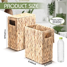 Vesici Vesici 3 Gallon Wicker Waste Basket with Lid Wicker Trash Can with Built-in Handles Handwoven Garbage Can for Bedroom, Bathroom, Kitchen, and Office