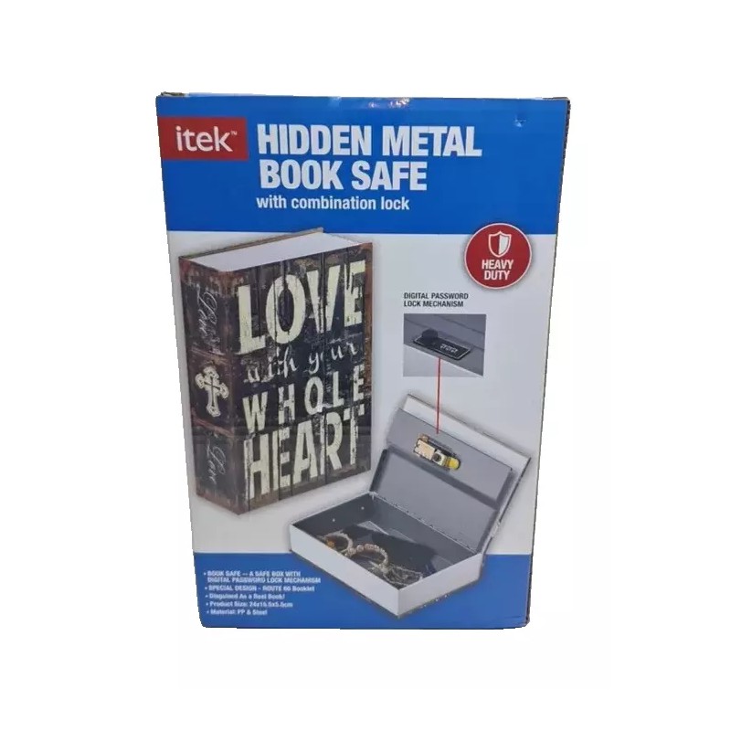 itek Hidden Metal Book Safe Diversion Storage Box Home Anti