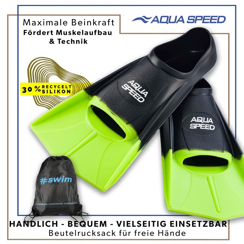 Aqua Speed Short Flippers For Adults And Children, High Tech