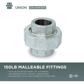 Unbranded 3" FIP Galvanized Malleable Iron Straight Union for 150 lb Applications