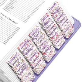 EssexWares – Pink & Purple Flowers Bible Tabs for Old and New Testament, 80 Large Print Tabs for Bible Study, Water-Resistant and Durable Bible Index Tabs for Women and Men - 1.7" Wide