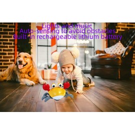 FEELGUY Crawling Crab Baby Toy,Fantastic Creatures Toys Infant Sensory Tummy time Toys Babies boy Girl for 36 Months to 15 Years Learning to Crawl Walking Toddler Gifts (Yellow)