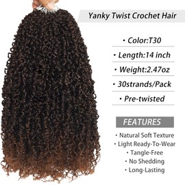 7Packs Yanky Twist Crochet Hair Pre Looped 8 Inch Pre-twisted Fluffy Curly Braiding Hair 210 Strands Short Senegalese Twist Braids Bohemian Marlybob Crochet Braids for Black Women Mini Twist