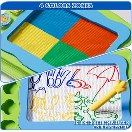Magnetic Drawing Board Large Doodle Board Toddler Toys for Girls Boys 2 3 4 5 6 7 Year Old Kids, Montessori Preschool Educational Travel Toys Gifts Etch A Colorful Sketch Magnet Erasable Writing Pad