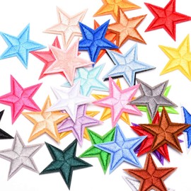 MSCFTFB 33 piezas de colores surtidos pequeños 5 estrellas parches para planchar coser parches bordados apliques adornos para ropa chaquetas mochilas reparadoras decoraciones (azul cielo)