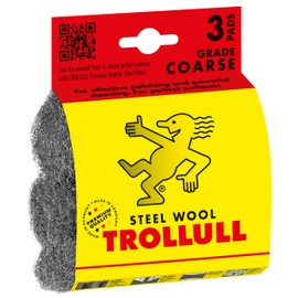 TROLLULL Steel Wool | Wire Wool Pads, 3 DIY Pads coarse 3 enhances the natural grain of wood, cleans glass, roughens old varnish or paint