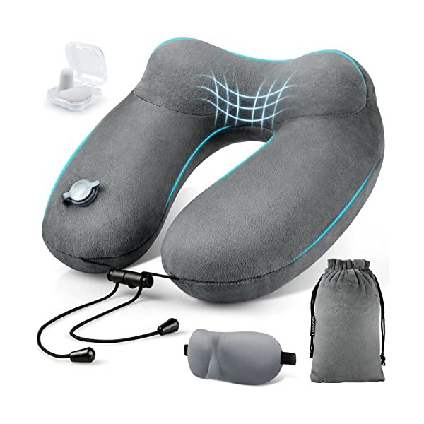 UROPHYLLA Inflatable Travel Pillows for Airplane, 100% Soft Velvet Inflatable