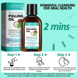 Coconut Oil mouthwash-Natural Teeth WHITENING*120ml-100% Pure Fractionated Coconut Oil whitening mouthwash-Helps Improve Oral Hygiene-Tongue Scraper Included