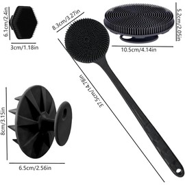 Juego de Cepillos de Baño SQLMTAU 4 Piezas con Mango Largo y Silicona