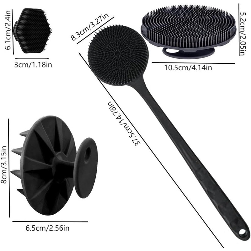 Juego de Cepillos de Baño SQLMTAU 4 Piezas con Mango